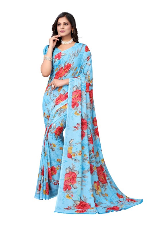 Fancy Georgette Printed Saree With blouse